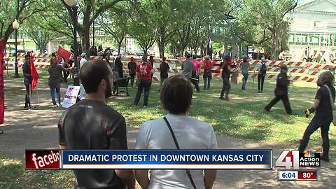 Protests draw large police presence in Kansas City