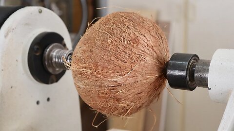 Wood Turning a Coconut into a Tiki Torch