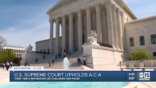 U.S. Supreme Court upholds the Affordable Care Act, third time a Republican-led challenge has failed