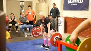 76-year-old lady performs epic deadlift