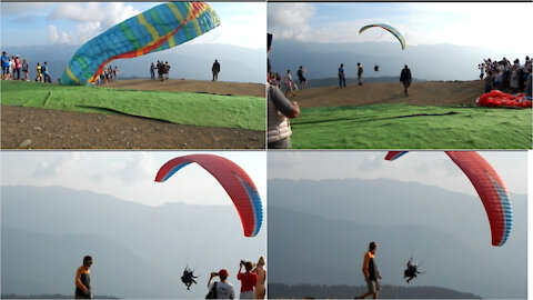 Takeoff of the paraglider from the mountain