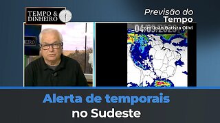 Alerta de temporais no Sudeste e temperaturas mais baixas no Sul com novas geadas.