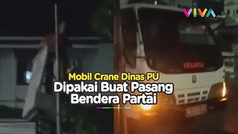 LANGGAR ATURAN! Mobil Crane Dinas PU Lampung Dipakai Aksi Berbau Politik