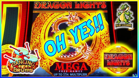 DRUMMING UP A MEGA FREE GAMES BIG WIN! Dancing Drums VS Dragon Lights Mystical Falls Slot
