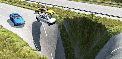 Cars vs Giant Pit & Cars vs Huge Pothole & Cars vs Massive Potholes - 👀 BeamNG | Hag 😃(Compilation)