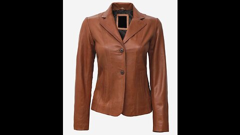 Women Two Button Leather Blazer