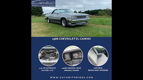 One-Owner, 44K, 1986 Chevrolet El Camino For Sale at Auction. Watch this Video and Place Your Bid!