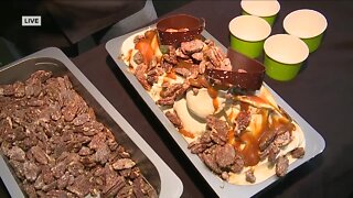 Caramel turtle gelato for National Ice Cream Month at Norman Love Confections