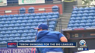 First full practice for Tim Tebow and the New York Mets