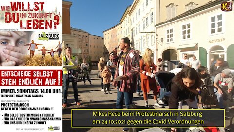 Mikes Rede beim Protestmarsch in Salzburg am 24.10.2021 gegen die Covid Verordnungen