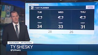 Flurries and light drizzle otherwise cloudy skies