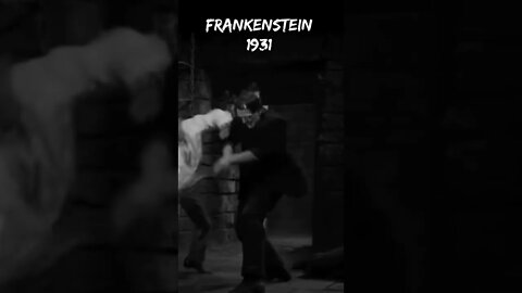 Frankenstein Monster Boris Karloff hair catches fire during torch fight scenes Slow Motion