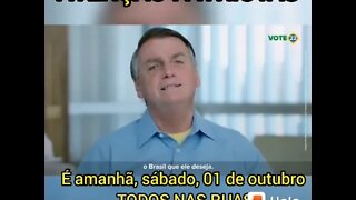Bolsonaro faz um apelo ao povo para o sabado 1 de outubro
