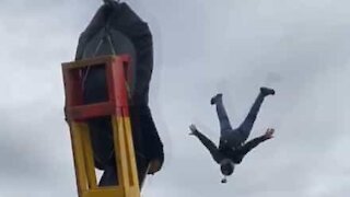 BASE jumper launched by human catapult!