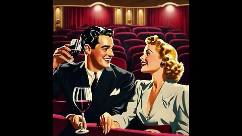A man and a woman enjoying Pinot noir in a 1940’s Theatre #pinotnoir #1940s #theatre #wonderapp