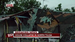 House collapses after storms in north Tulsa