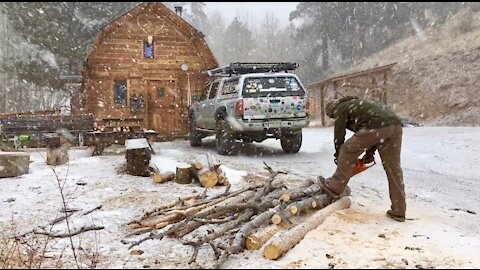 Colorado Off-Grid Cabin Snowstorm - Simple Living in the Rocky Mountains w/ My Dog, Sierra