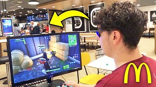 PLAYING FORTNITE IN MCDONALDS! (YOU WONT BELIEVE WHAT HAPPENS)