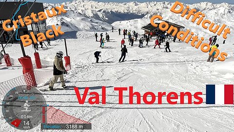 [4K] Skiing Val Thorens Les3Vallées, Cristaux (Black) & Col de l'audzin (Red), France, GoPro HERO11