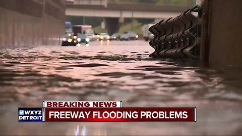 Heavy rain triggers flooding on metro Detroit freeways