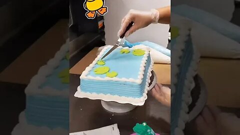 💙🐸 Lily Pad Cake 🐸💙 The lady ordering this cake had a duck she wanted to put on it