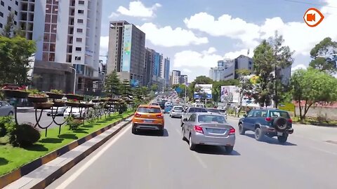 Driving from Bole Airport to Meskel Square, Addis Ababa, Ethiopia