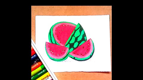 Watermelon Drawing with oil Pestle