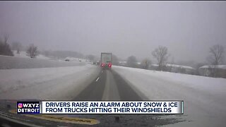 Drivers raise an alarm about snow, ice from trucks hitting their windshields