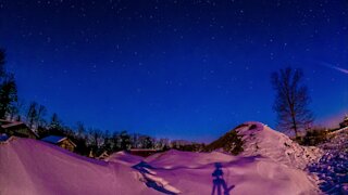 Magical snow dune sunset & moonset star lapse