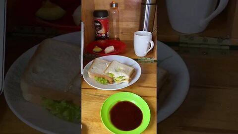 Enjoy Sunday morning with my homemade breakfast | #sandwich #nescafé #fruits #shorts