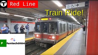 Riding a Bombardier 1800 Series T train on the MBTA red line: From Ashmont to Park Street