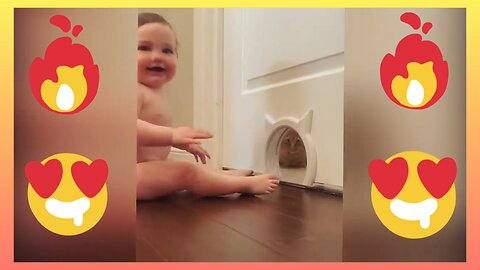 Baby Playing Cat Funny Video
