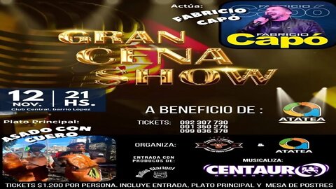 Gran Cena Show a beneficio de ATATEA - 12/11/2022, Club Central, Tacuarembó