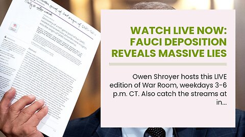 WATCH LIVE NOW: Fauci Deposition Reveals Massive Lies & Coverups Of Covid Scam As Investigation...