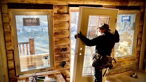 Building Our Alaska Log Home - Exterior Doors Install // Fireplace Hearth // Archways