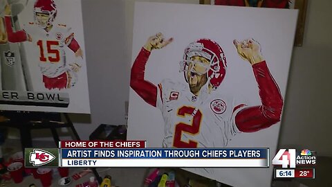 Artist 'predicting the future' with painting of Chiefs players with Lombardi Trophy