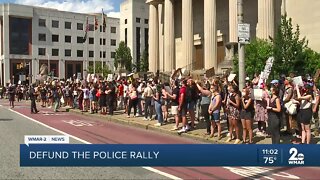 Protest, rally held in Downtown Baltimore to defund the police department