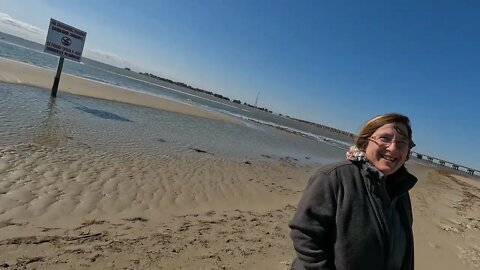 Angie with LostGirl Adventures Dips Her Feet in the Ocean at San Luis Pass Beach at Galveston Island