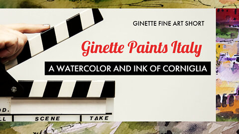 Corniglia Italy Cinque Terre Watercolors and Ink Original Art by Ginette