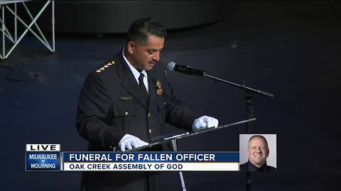 Milwaukee Police Chief Alfonso Morales delivers emotional message at fallen officer's funeral