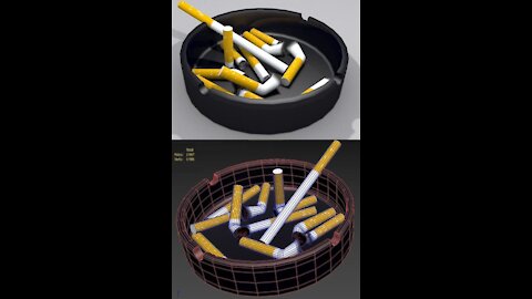 Lowpoly Ashtray and Cigarettes 3d model