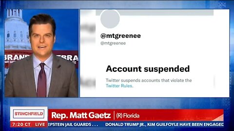 Rep Gaetz: MTG Was Banned From Social Media For Challenging The Regime