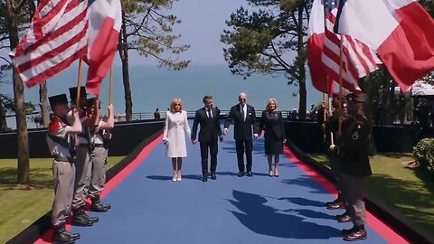 Biden Reaches Out For Macron To Steady Him At D-Day Ceremonies