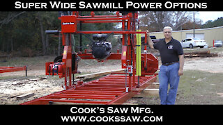 Cooks Saw Super Wide Sawmill Power Options