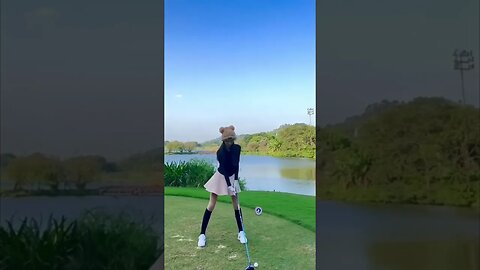 Sexy Chinese Girl Loves Golf But Misses The Ball