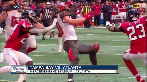 Ball finally bounces for the Atlanta Falcons in their 34-29 victory over the Tampa Bay Buccaneers