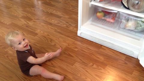 Baby Boy Cries When Mom Closes the Fridge and He Loses Sight of the Food