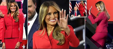 Melania Trump stuns in red as she walks into the Republican