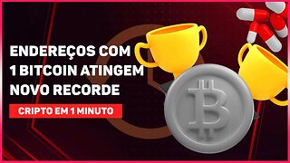 ENDEREÇOS COM 1 BITCOIN ATINGEM NOVO RECORDE