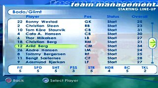 FIFA 2001 Bodo Glimt Overall Player Ratings